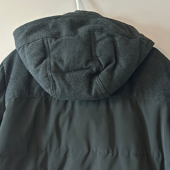 Men's Express Black Charcoal Grey Down Puffer Jacket with Hood Size L - Picture 8 of 16